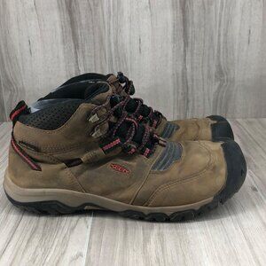 Keen Hiking Boots Mens Youth 7 Ridge Flex Brown Leather Outdoor Heel Lock